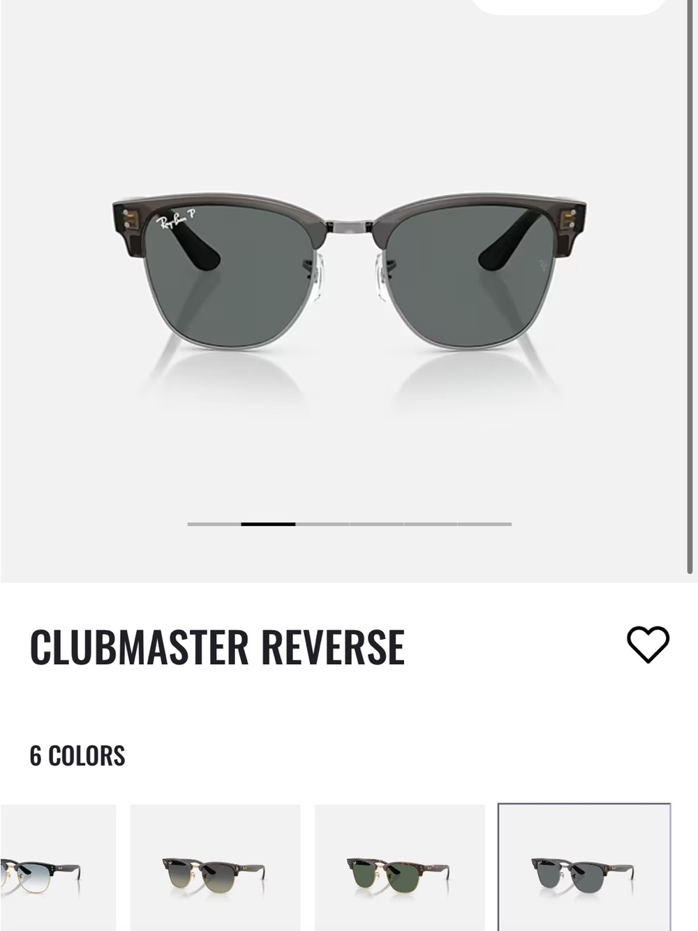 Ray-Ban Polished Transparent Dark Grey on Gunmetal Sunglasses (Reverse)